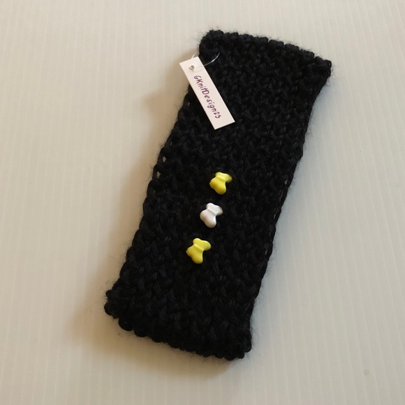 Hand knitted headband, Cute ear warmer with beads - Picture 2 of 7